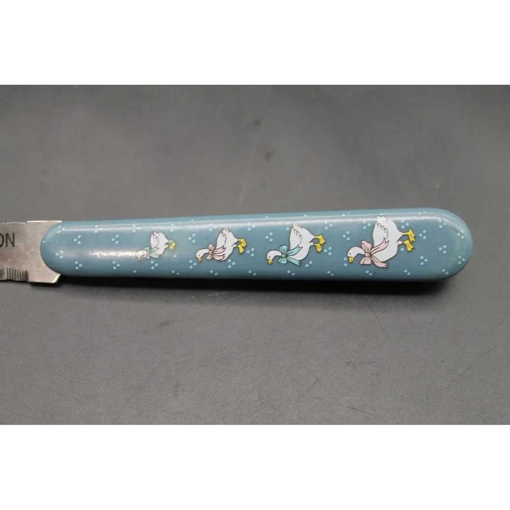 Vintage Libbey Chef's Collection 5 Pc Kitchen Knife Set Goose Blue Handles